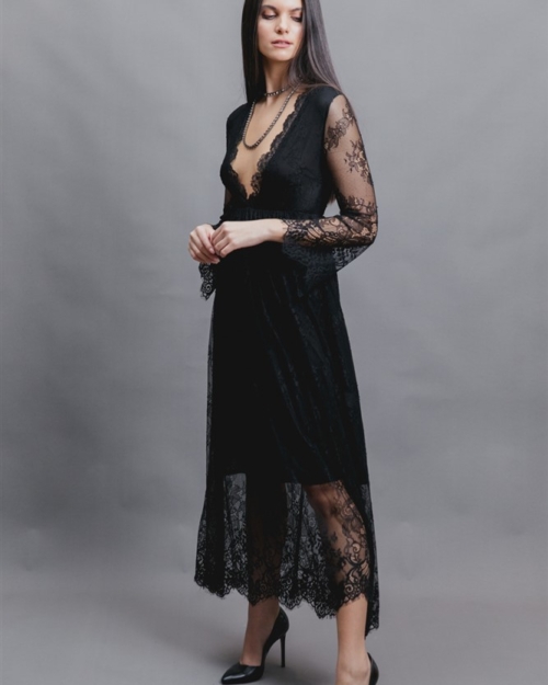 Φόρεμα με δαντέλα - Black